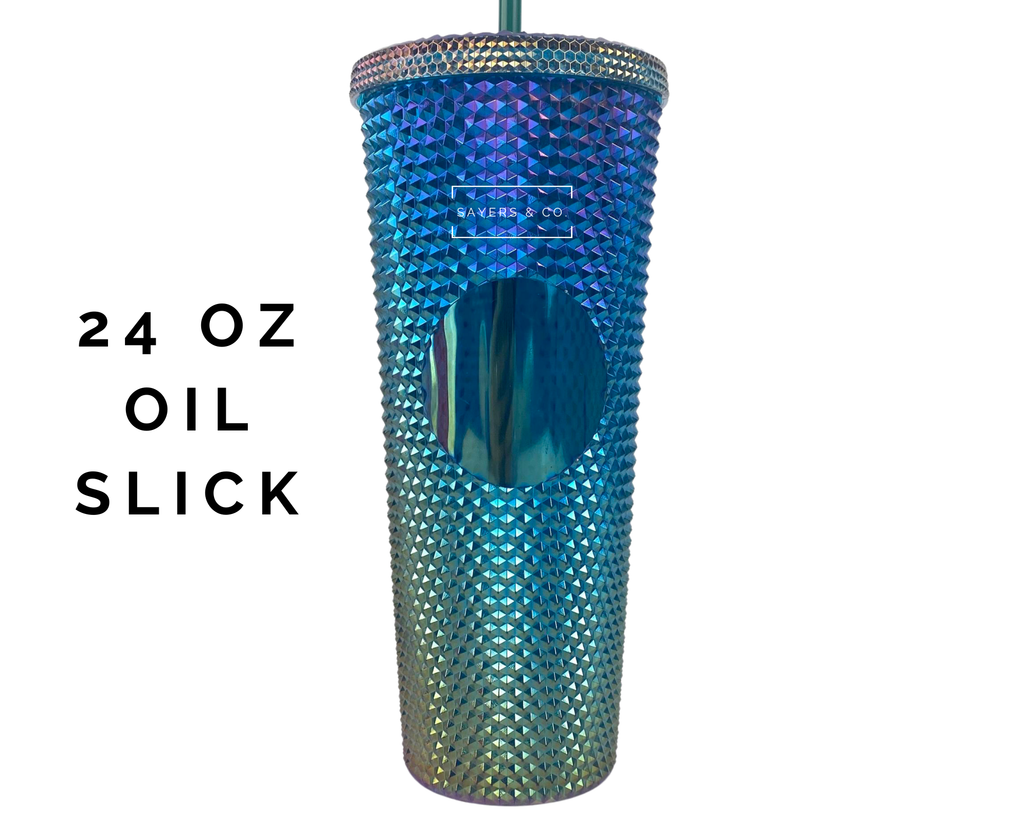 24oz Mermaid/Oil Slick Studded Double Walled Tumbler | Sayers & Co.