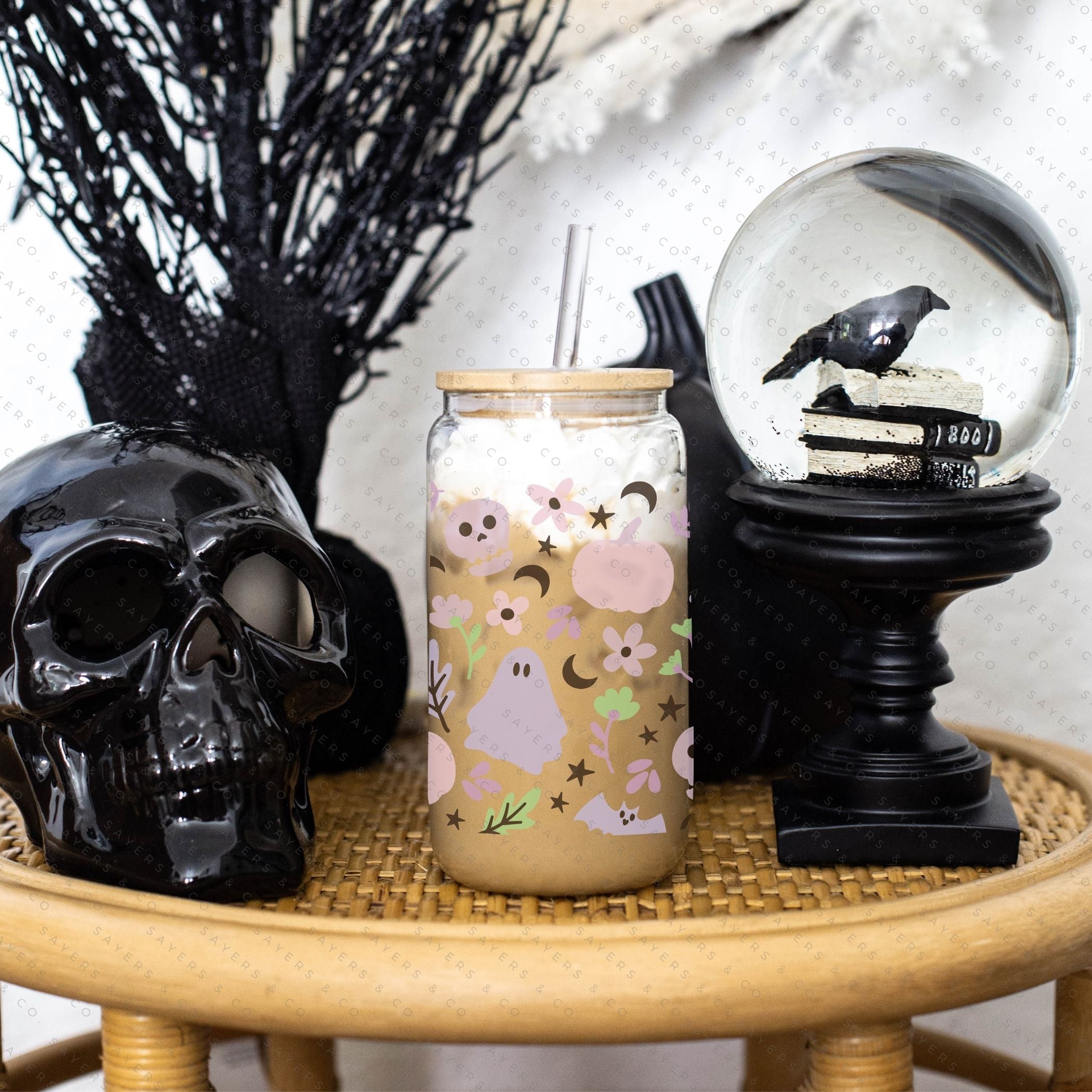 16oz Pretty Paranormal Iced Coffee Glass Can, Halloween Tumbler, Gift For  Her, Halloween Mug with Bamboo Lid & Straw #100060 Sayers & Co.