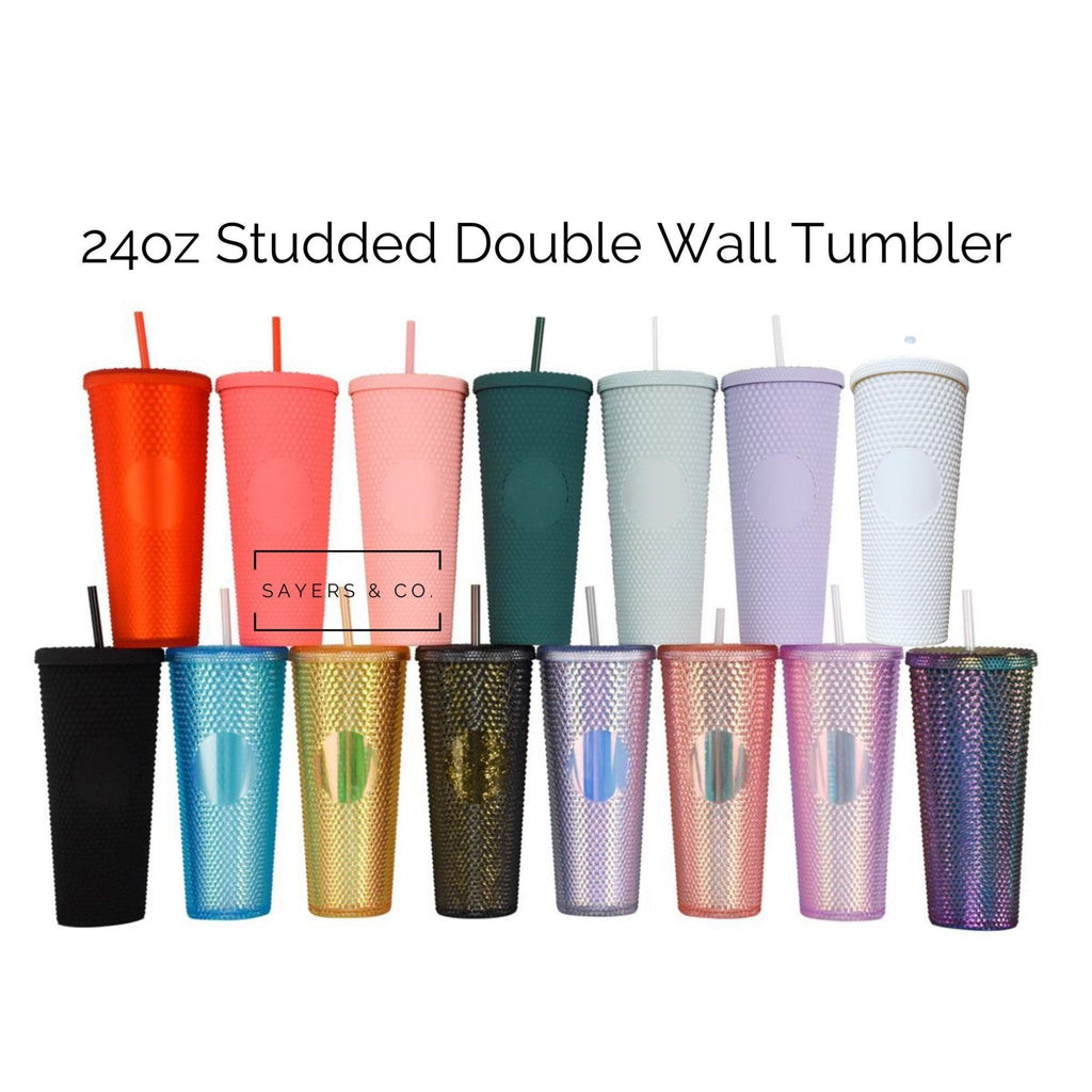 Matte Black 24oz Matte & Glossy Studded Double Walled Tumbler | Sayers & Co.