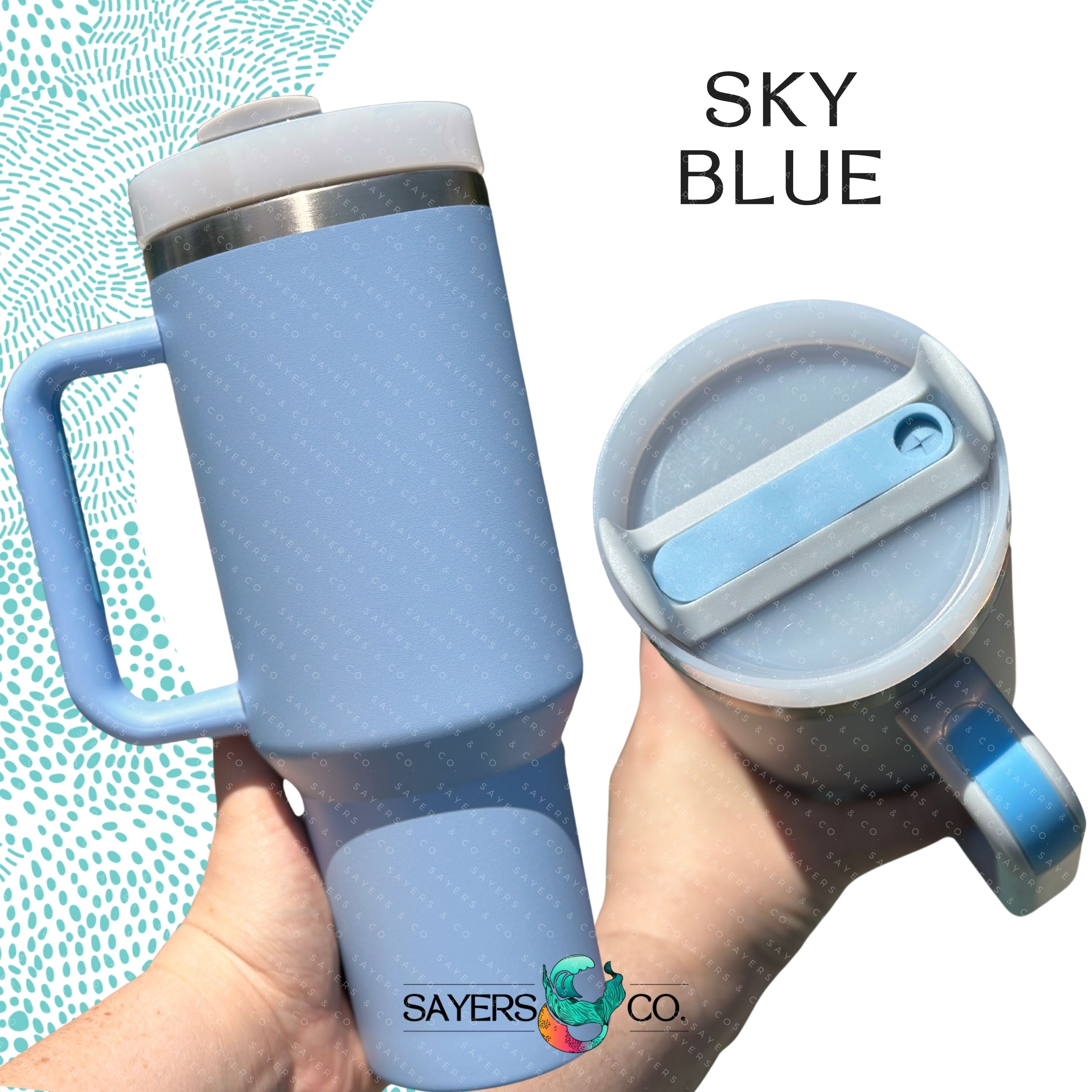 Sky Blue 40oz Handle Tumbler