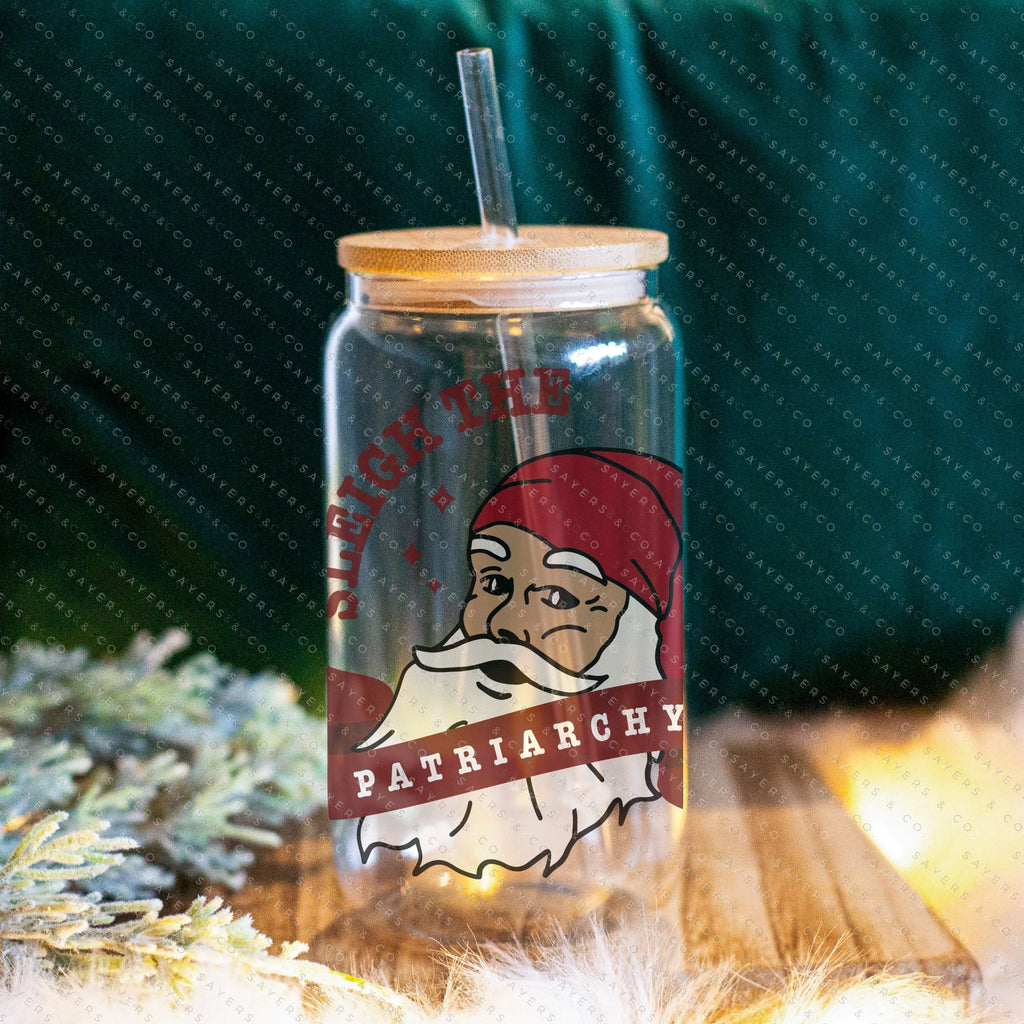 16oz Fall Leaves Iced Coffee Glass Can, Fall Tumbler, Thanksgiving Tumbler,  Gift For Her, Fall Mug with Bamboo Lid & Straw #100045 Sayers & Co.