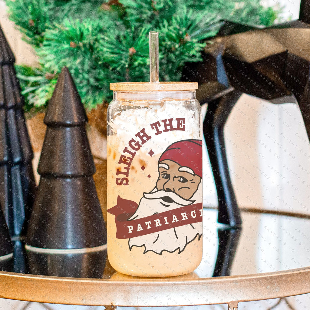 Copy of 16oz Winter Magic Iced Coffee Glass Can, Holiday Tumbler, Winter Tumbler, Christmas Tumbler, Winter Forest Tumbler, Winter Pattern, Winter Scene Tumbler, Deers and Trees Tumbler, Gift For Her, Christmas Mug with Bamboo Lid & Straw #100078 | Sayers & Co.