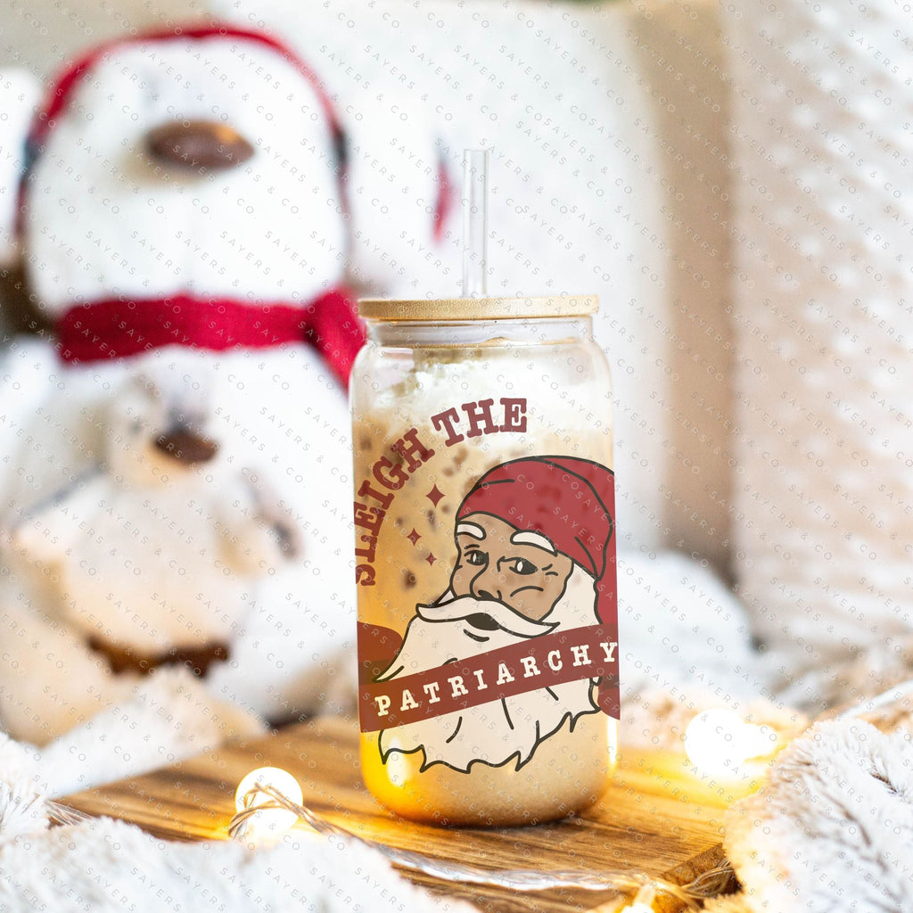Copy of 16oz Winter Magic Iced Coffee Glass Can, Holiday Tumbler, Winter Tumbler, Christmas Tumbler, Winter Forest Tumbler, Winter Pattern, Winter Scene Tumbler, Deers and Trees Tumbler, Gift For Her, Christmas Mug with Bamboo Lid & Straw #100078 | Sayers & Co.