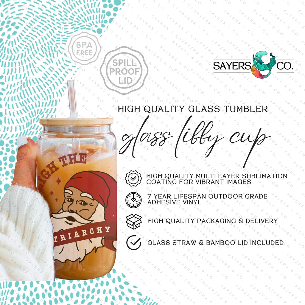 Copy of 16oz Winter Magic Iced Coffee Glass Can, Holiday Tumbler, Winter Tumbler, Christmas Tumbler, Winter Forest Tumbler, Winter Pattern, Winter Scene Tumbler, Deers and Trees Tumbler, Gift For Her, Christmas Mug with Bamboo Lid & Straw #100078 | Sayers & Co.