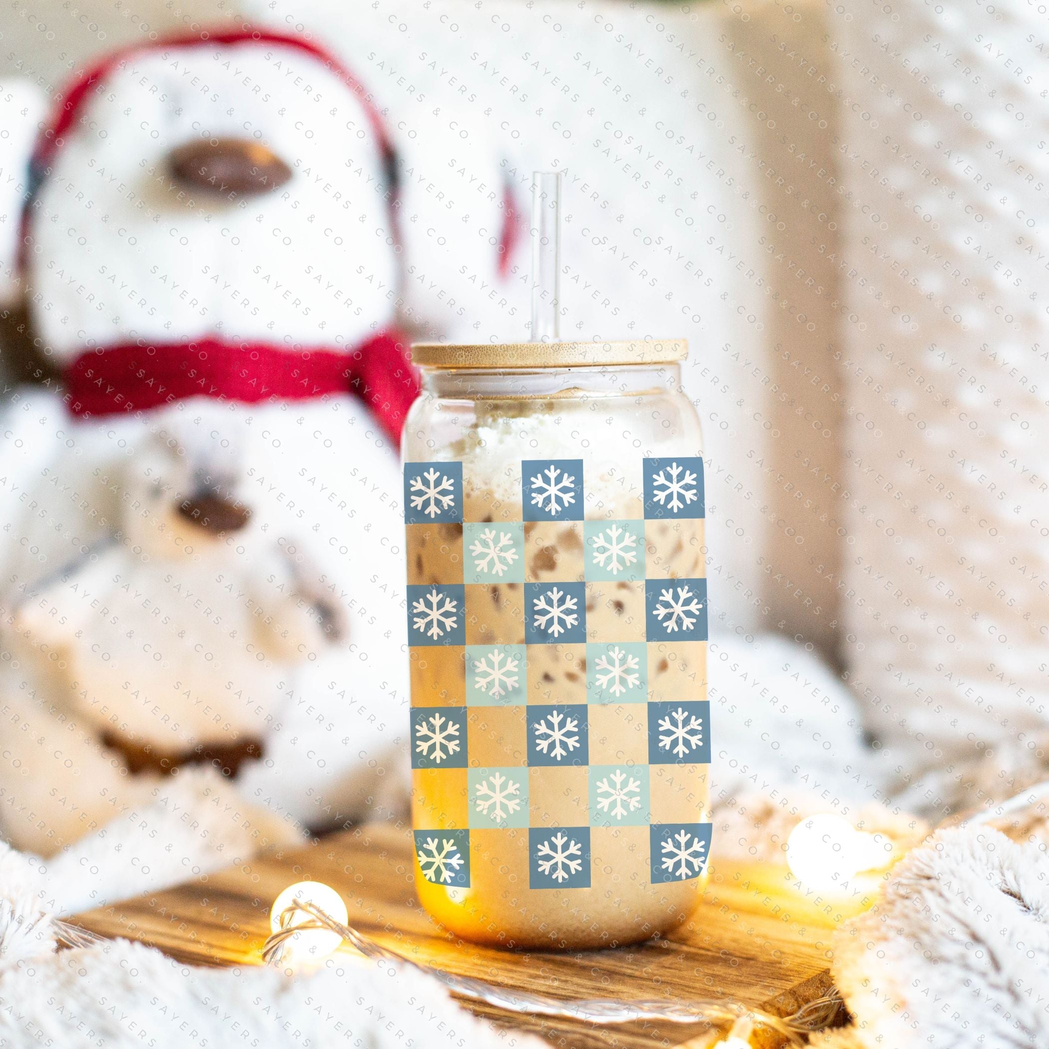 Glass Jar with Snowflake Lid, 16 Oz.