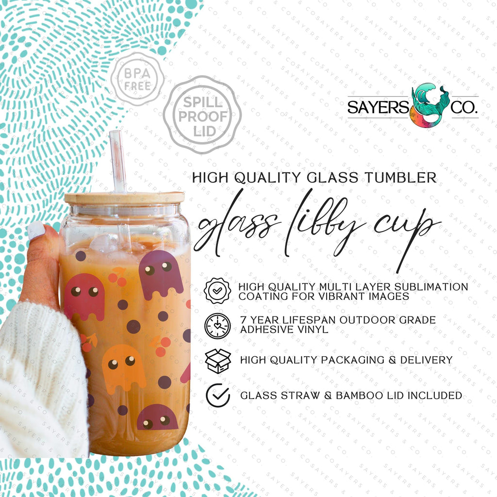 Copy of 16oz Turkey Time Iced Coffee Glass Can, Fall Tumbler, Gift For Her, Thanksgiving Mug with Bamboo Lid & Straw #100065 | Sayers & Co.