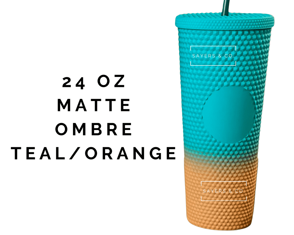 24oz Ombre Teal/Orange Studded Double Walled Tumbler | Sayers & Co.