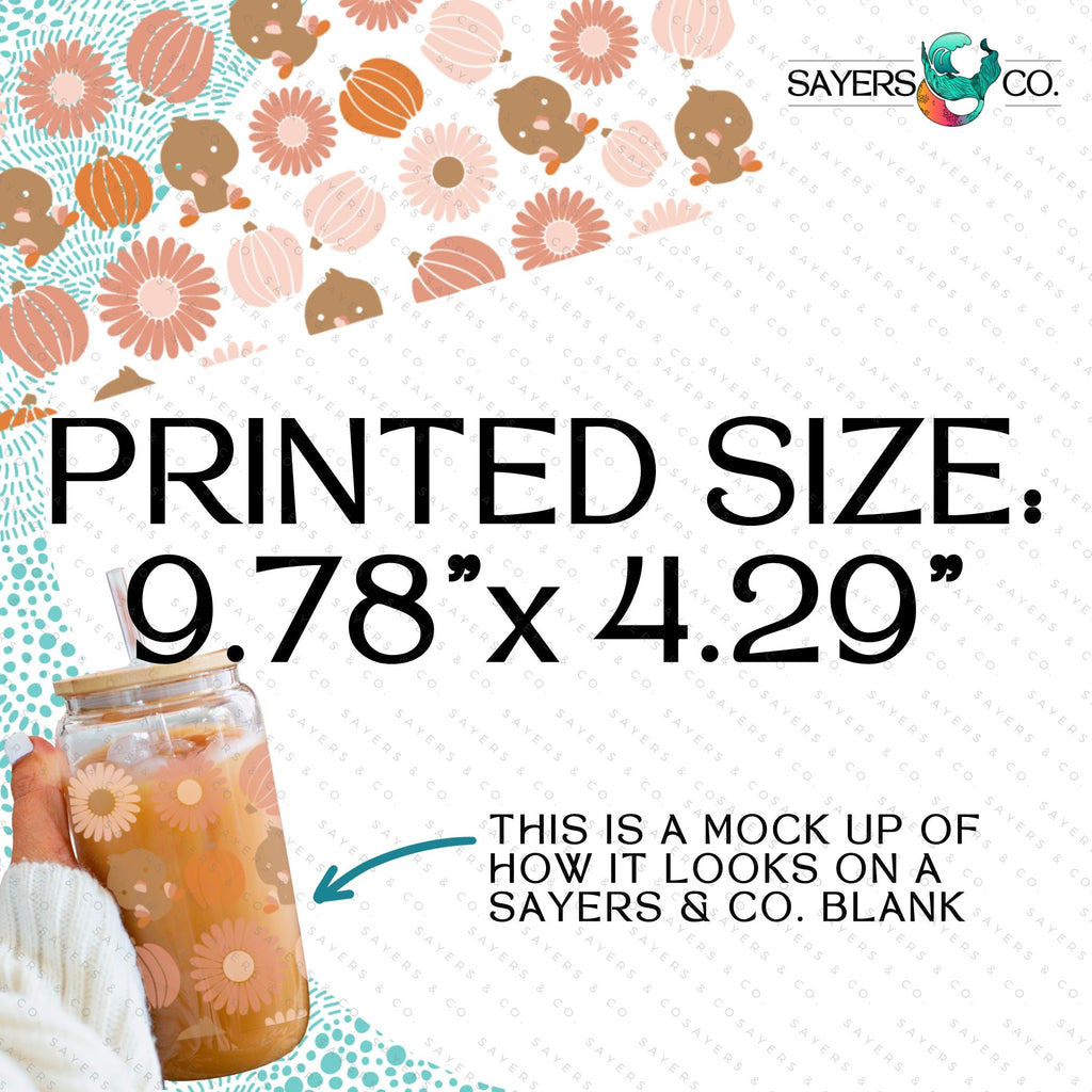 PRINTED Sublimation Transfer: Milk Milk Sugar Certified Printer- Turkey Time, turkeys, pumpkin, fall 16oz Thanksgiving Sublimation Print | Sayers & Co.