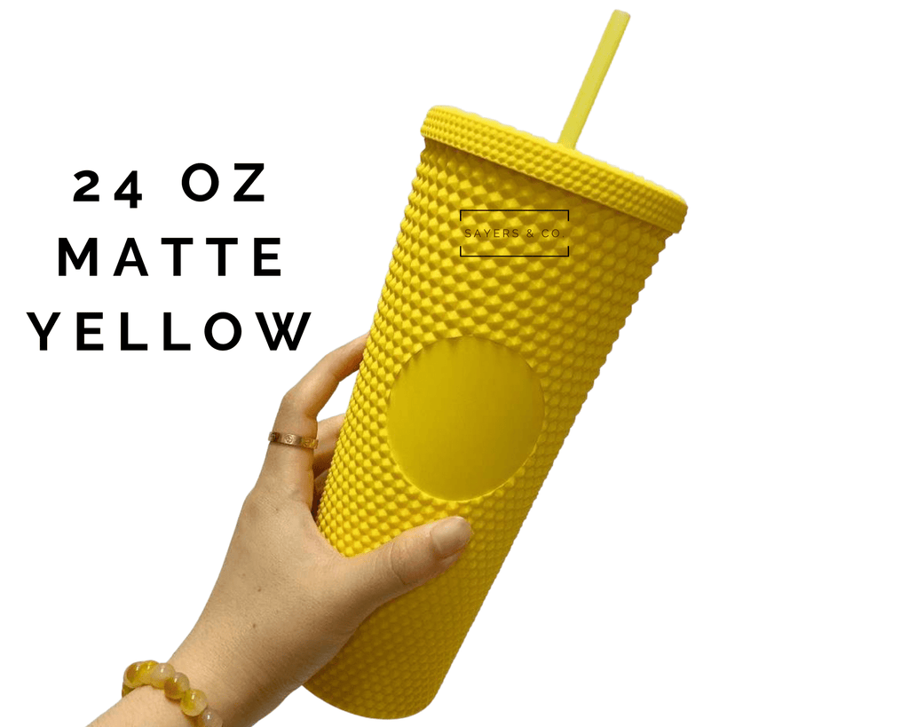 24oz Matte Yellow Studded Double Walled Tumbler | Sayers & Co.