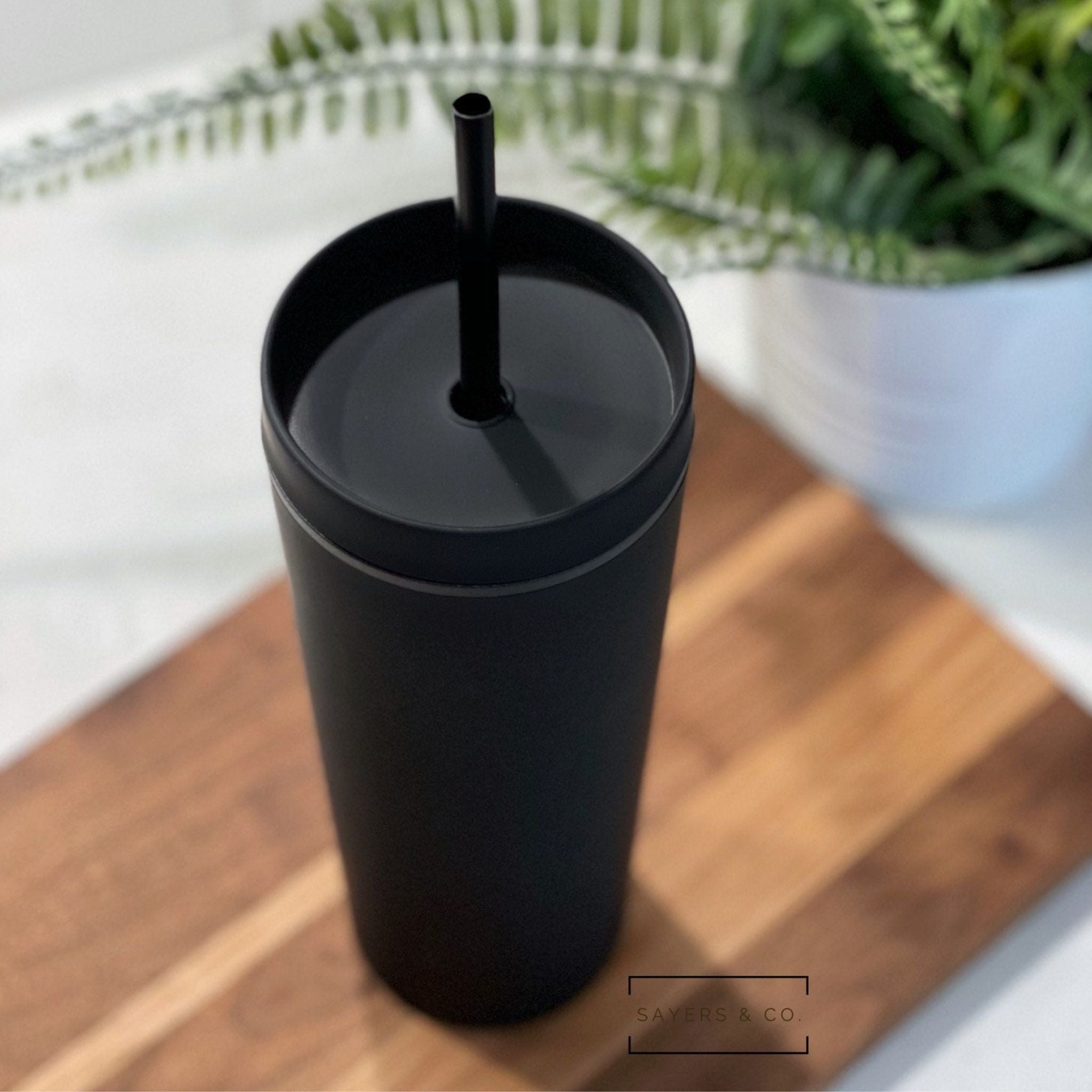 Matte Black 22OZ SKINNY Reusable Acrylic TUMBLERS With Lids and