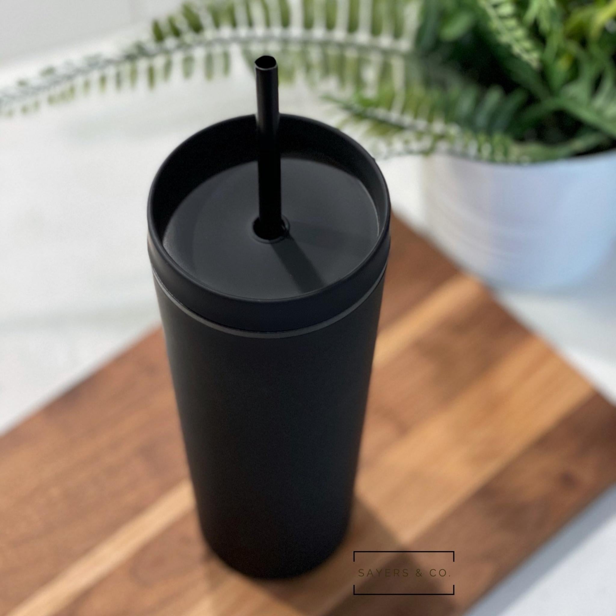 19oz. Black Stainless Steel Tumbler with Straw by Celebrate It™