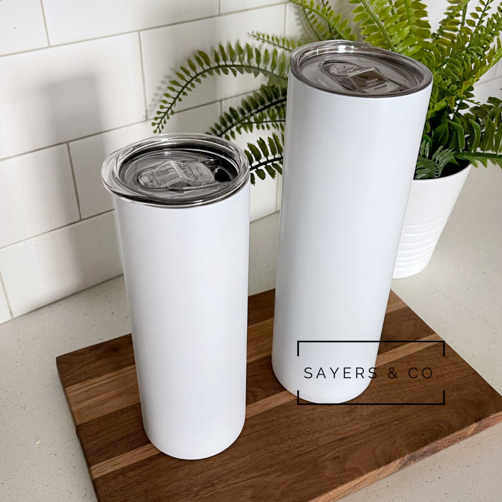 20oz or 30oz Straight Matte White Sublimation Skinny Tumbler