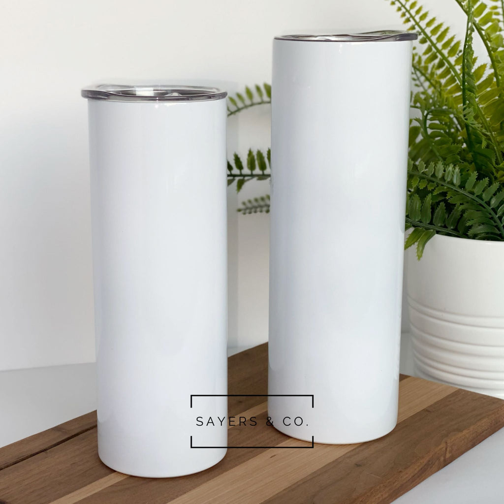 20oz or 30oz Skinny Straight White Sublimation Tumbler