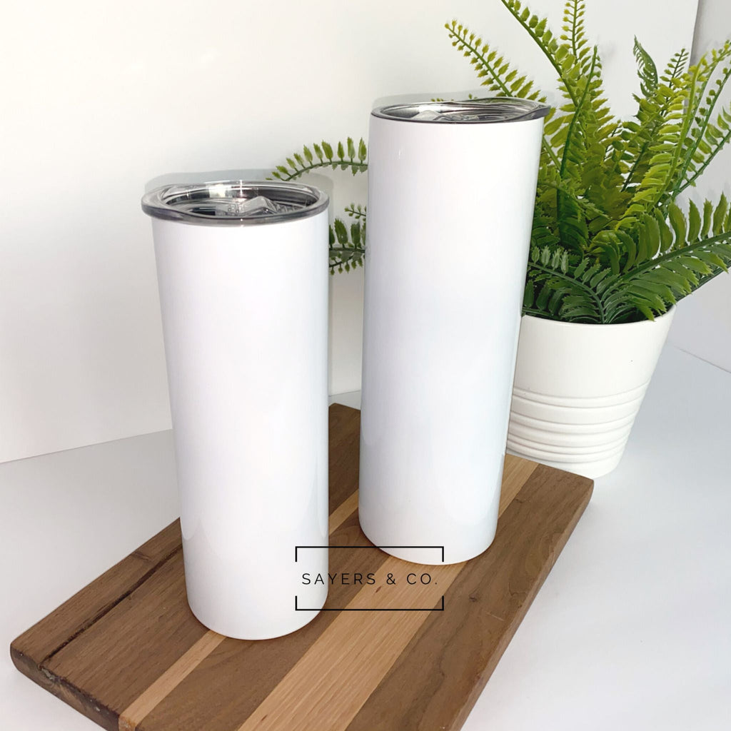 20oz or 30oz Skinny Straight White Sublimation Tumbler