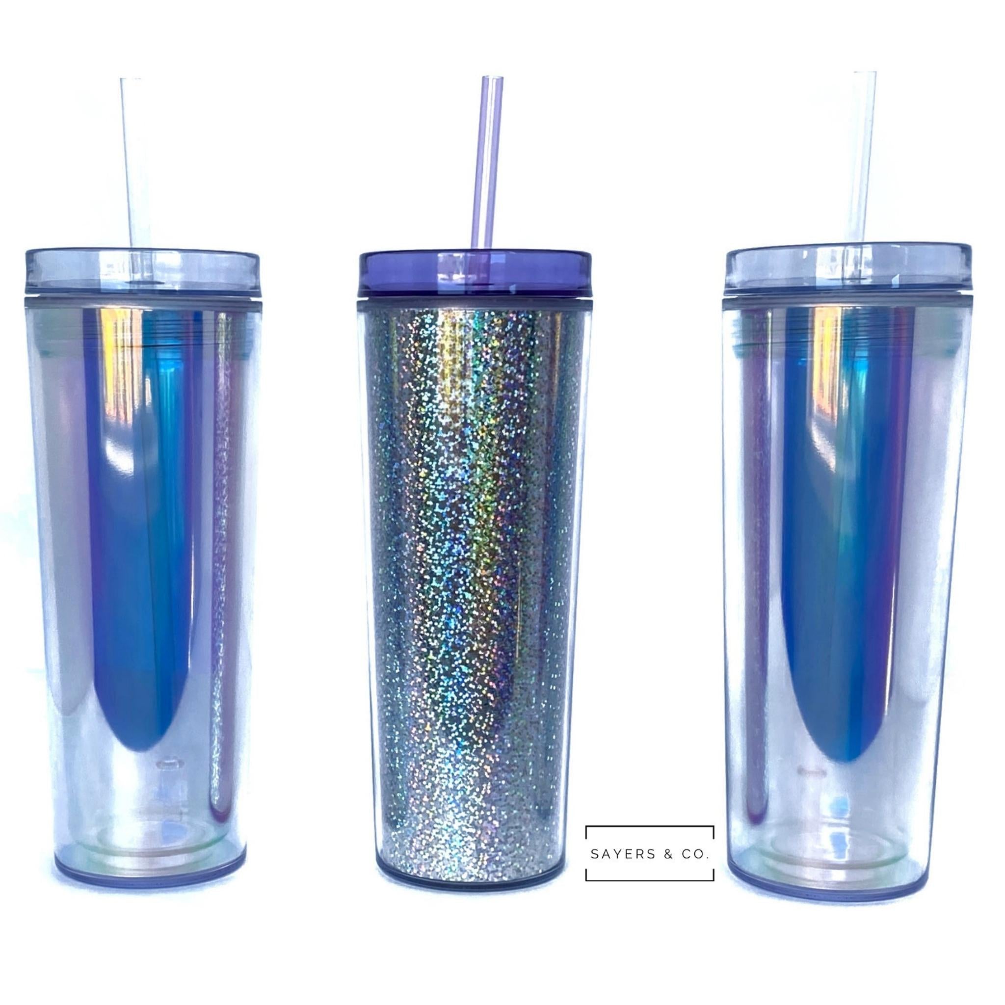 Holographic Glass Water Cup Set of Two