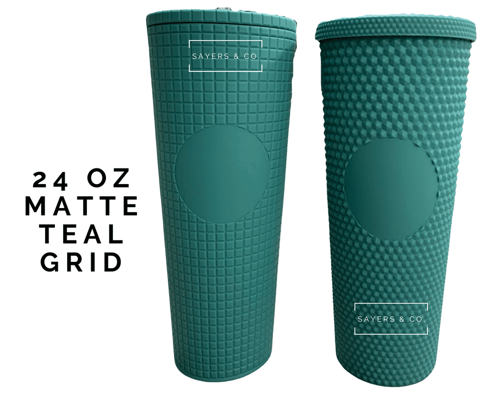 24oz Matte & Glossy Grid Double Walled Tumbler