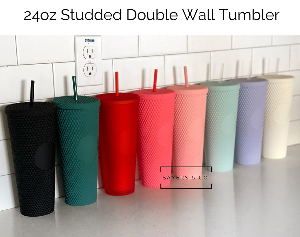 24oz Custom Animal Print Studded Double Walled Tumbler