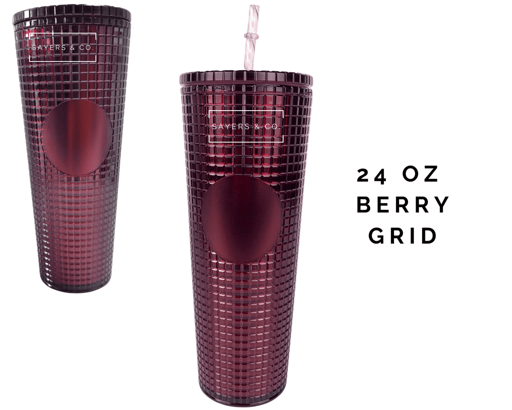 24oz Matte & Glossy Grid Double Walled Tumbler