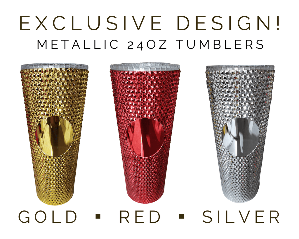 24oz Matte & Glossy Studded Double Walled Tumbler