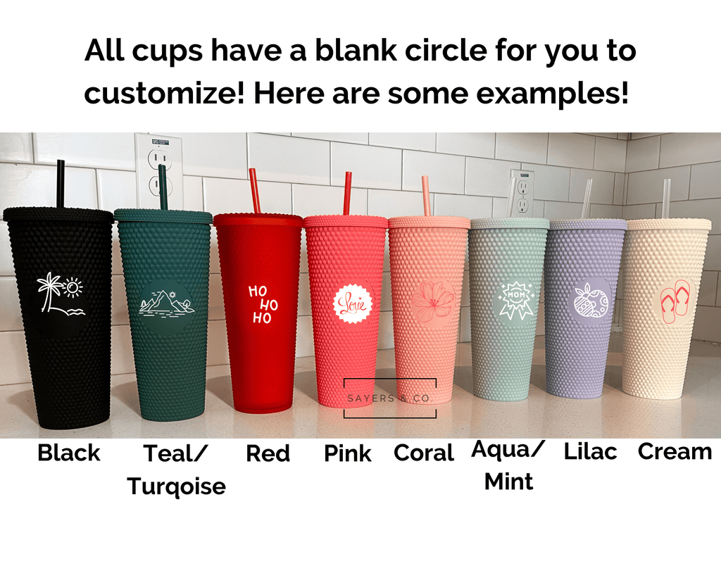 24oz Matte & Glossy Studded Double Walled Tumbler