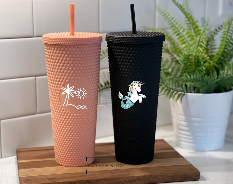 Black, Coral, Purple, Teal - 22 oz Acrylic Tumblers with Straws