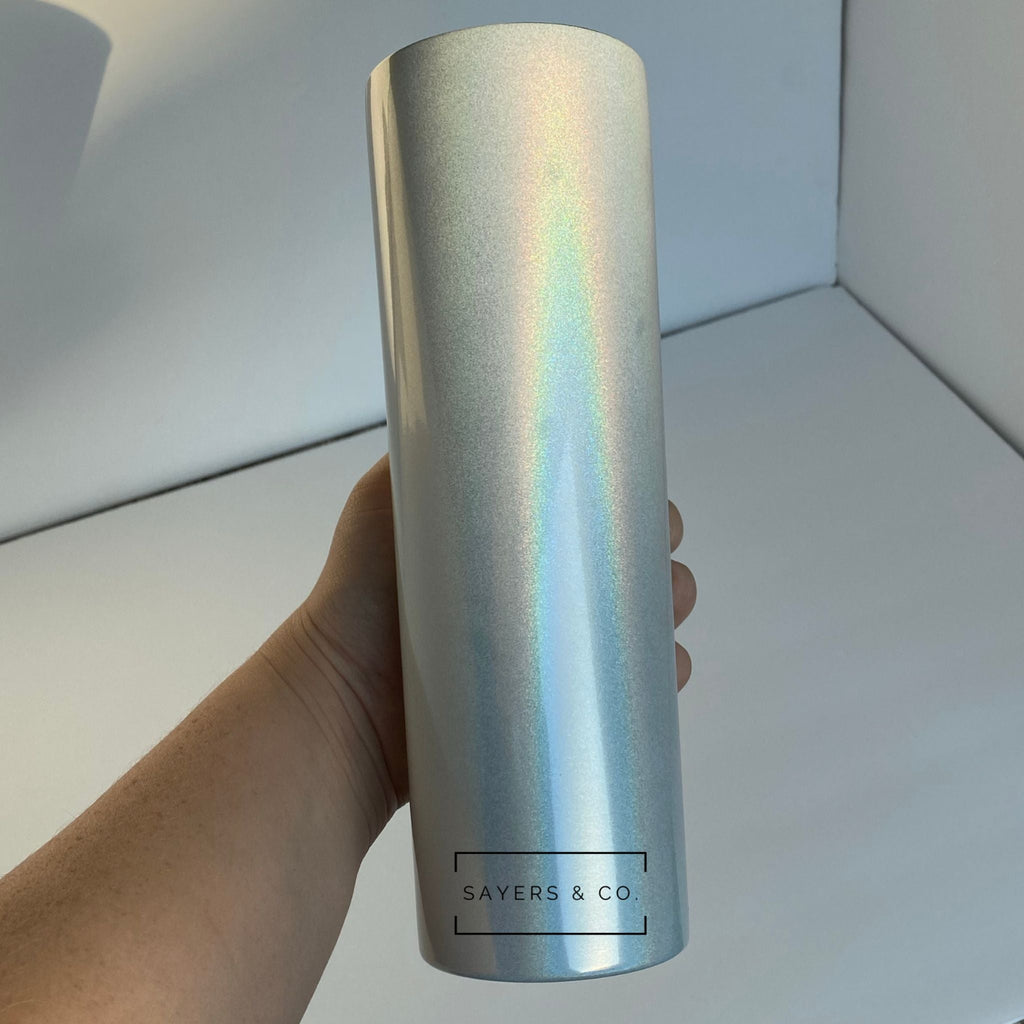 30oz White Glitter Skinny Straight Sublimation Blank Tumbler