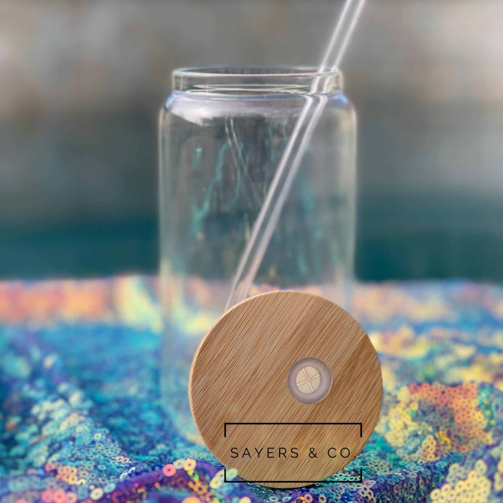 Joytra Sublimation Glass Blanks with Bamboo Lid and Straws - 16oz