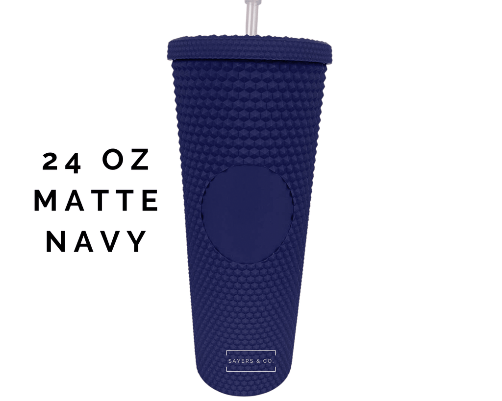Custom Studded Split Vinyl Monogram Initial 24oz Double Walled Tumbler