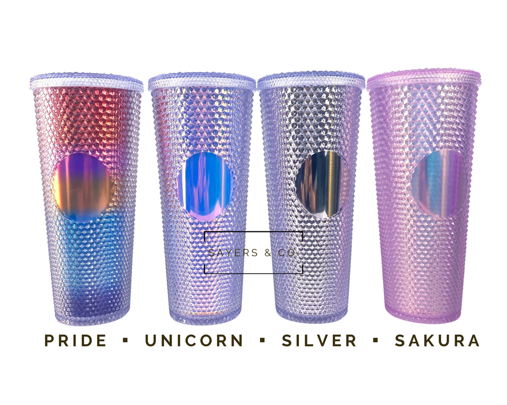 Custom Studded Split Vinyl Monogram Initial 24oz Double Walled Tumbler