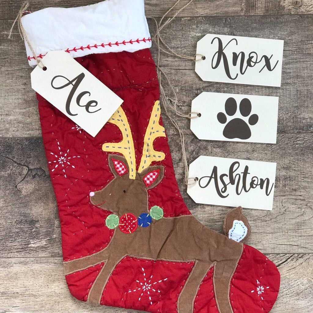 Customizable Name Wood Stocking Tags (3" x 6")