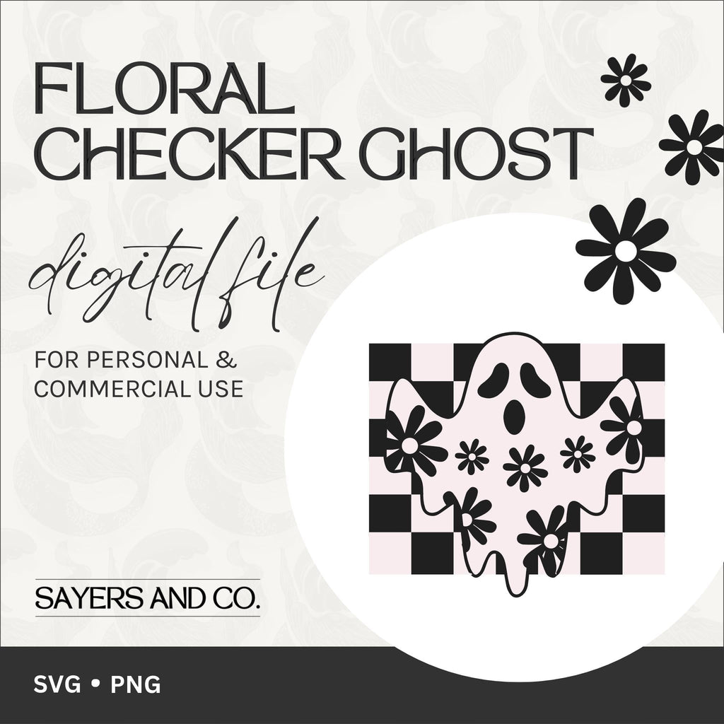 Floral Checker Ghost Digital Files (SVG / PNG)