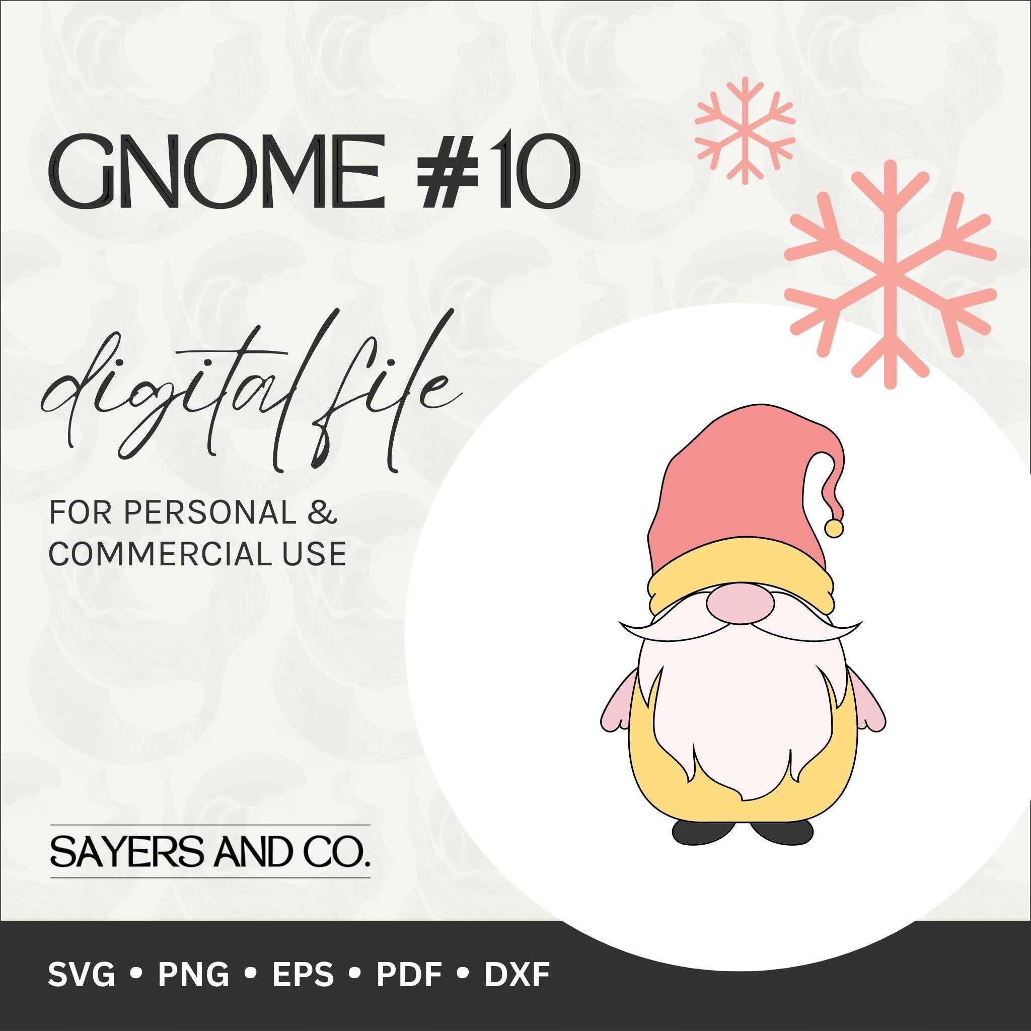 Gnome 10 Digital Files (SVG / PNG / EPS / PDF / DXF) Sayers & Co.
