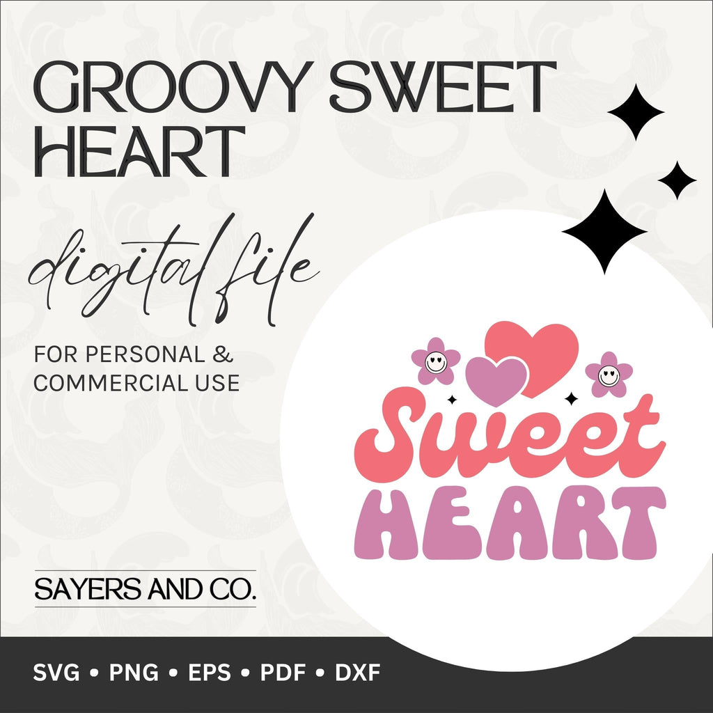 Groovy Sweet Heart Digital Files (SVG / PNG / EPS / PDF / DXF)
