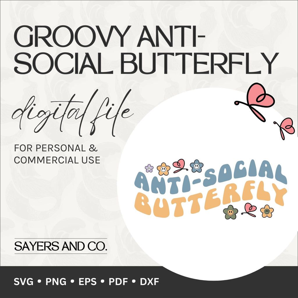 Groovy Anti-Social Butterfly (SVG / PNG / EPS / PDF / DXF)