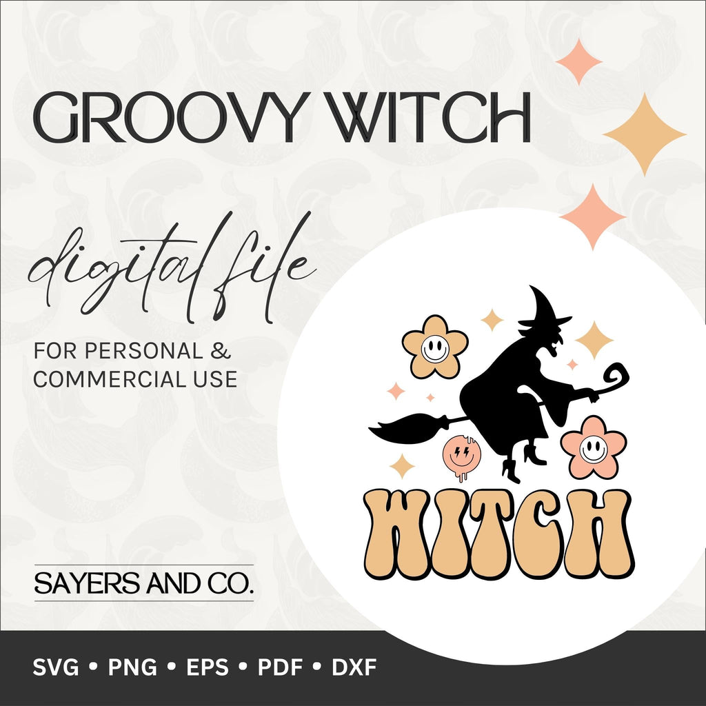 Groovy Witch Digital Files (SVG / PNG / EPS / PDF / DXF)