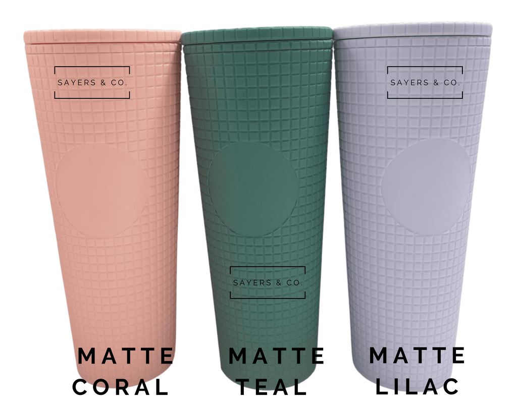 24oz Matte & Glossy Grid Double Walled Tumbler