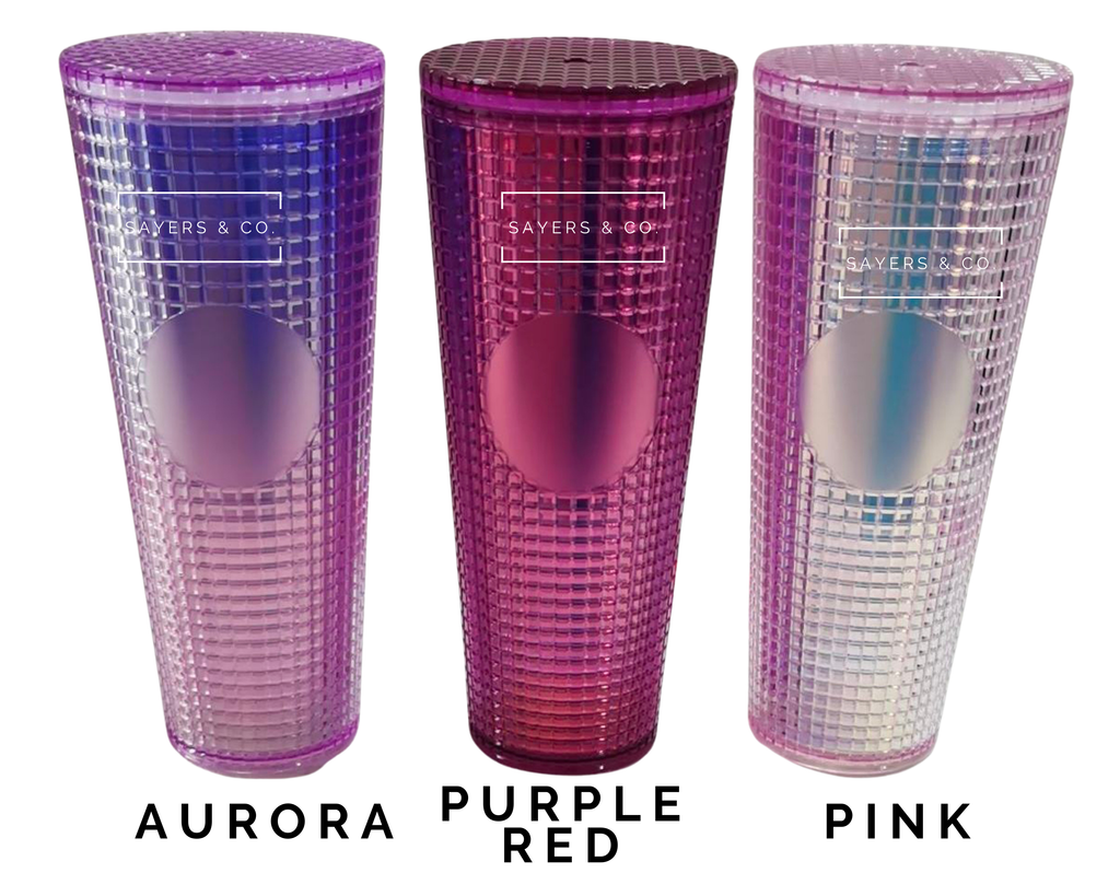 24oz Matte & Glossy Grid Double Walled Tumbler