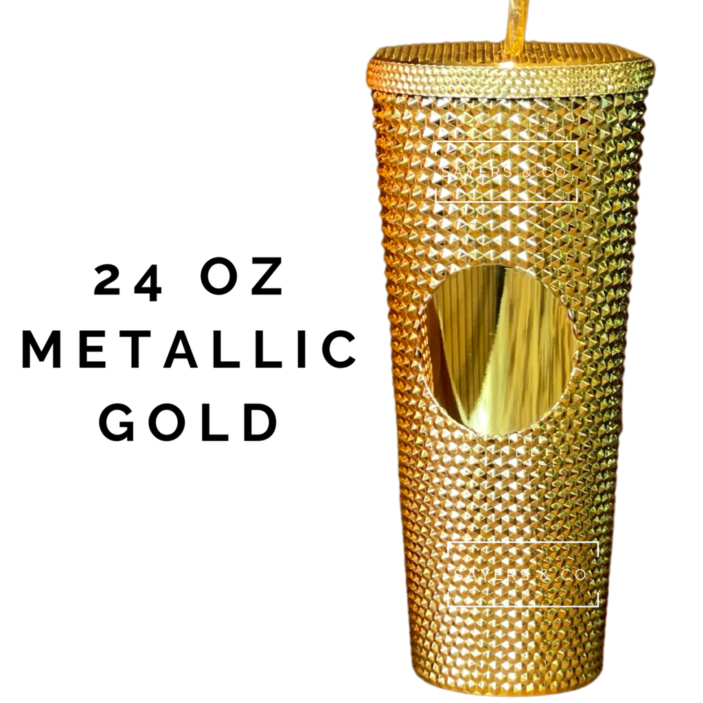 Custom Studded Split Vinyl Monogram Initial 24oz Double Walled Tumbler