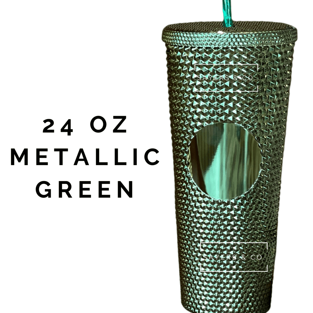 Custom Studded Split Vinyl Monogram Initial 24oz Double Walled Tumbler