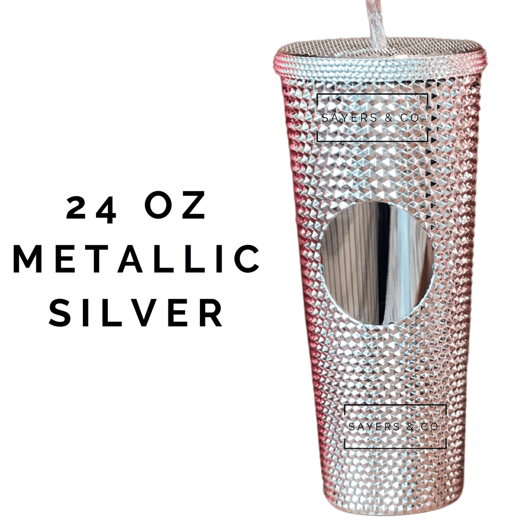 Custom Studded Split Vinyl Monogram Initial 24oz Double Walled Tumbler