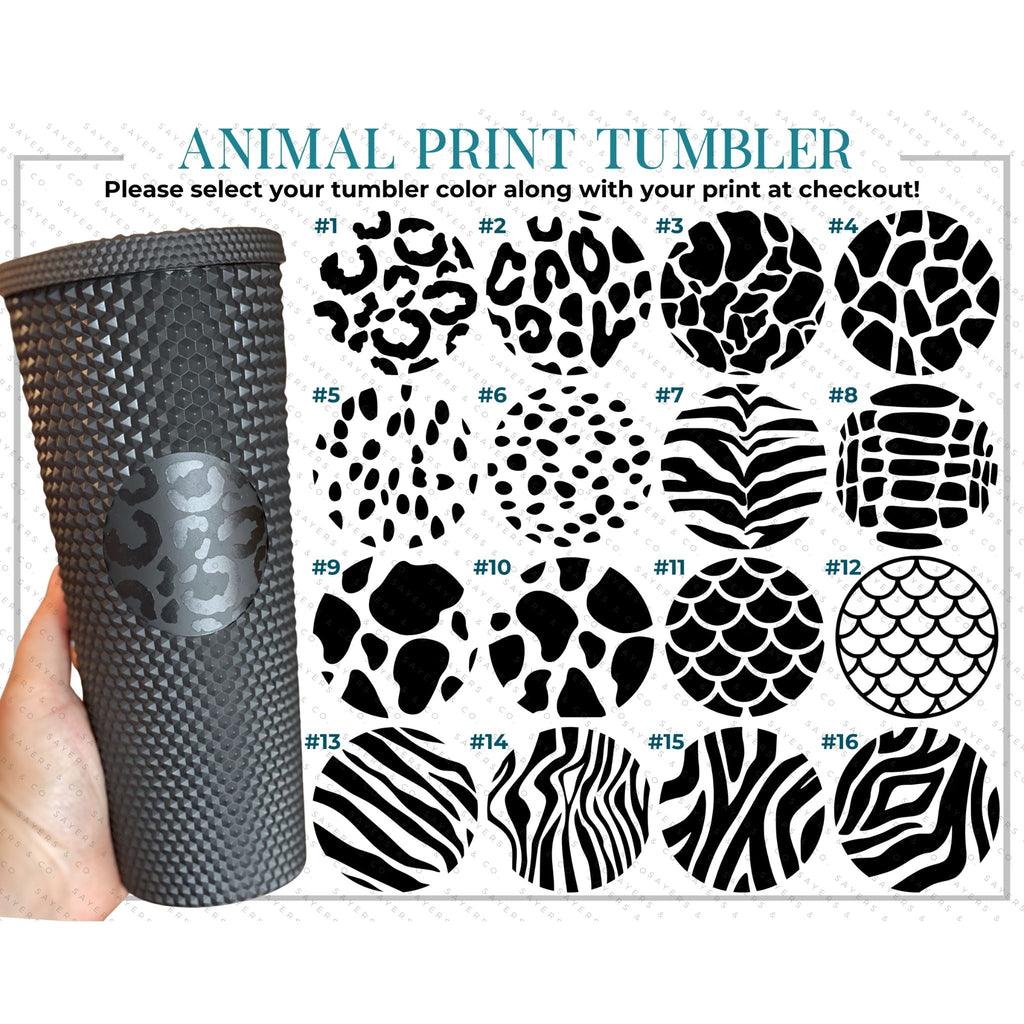 24oz Custom Animal Print Studded Double Walled Tumbler